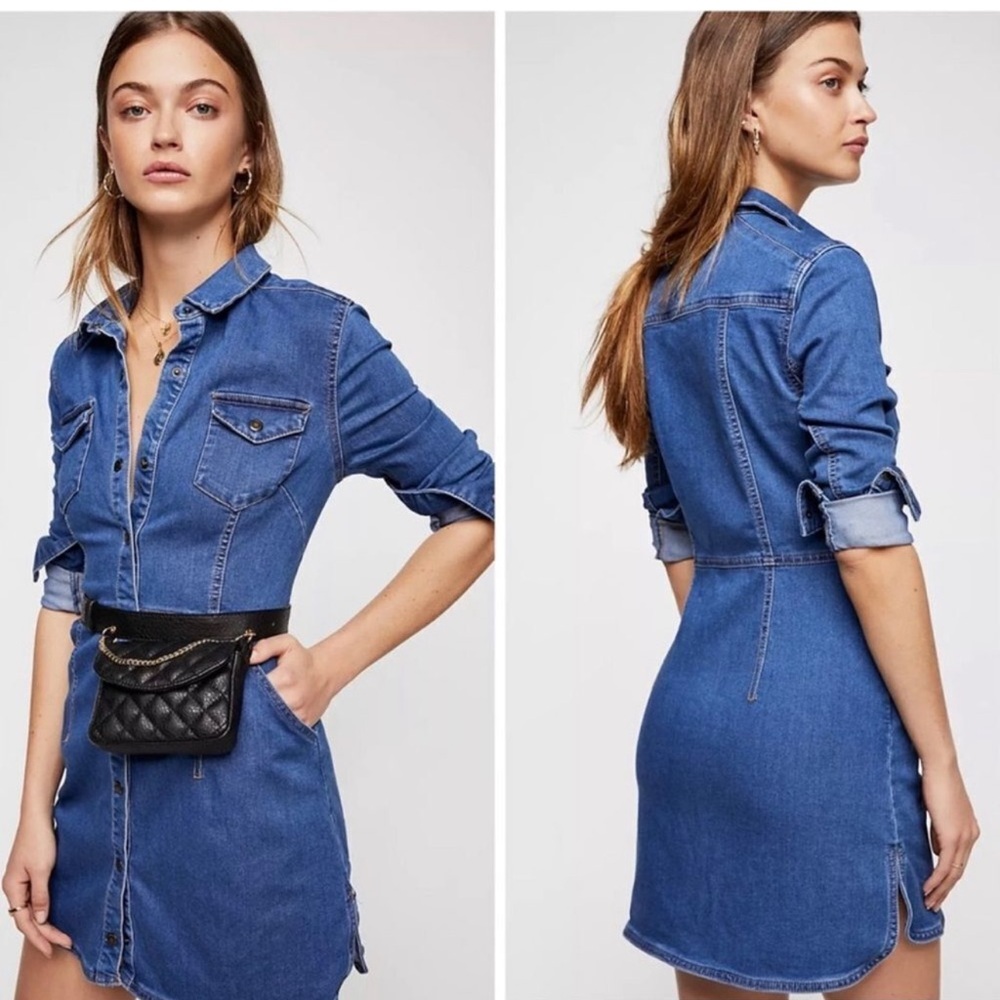 Free People Dynamite Western Denim Dress